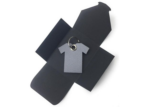 Filz-Schlüsselanhänger - T-Shirt - taubengrau/grau - Gravur optional