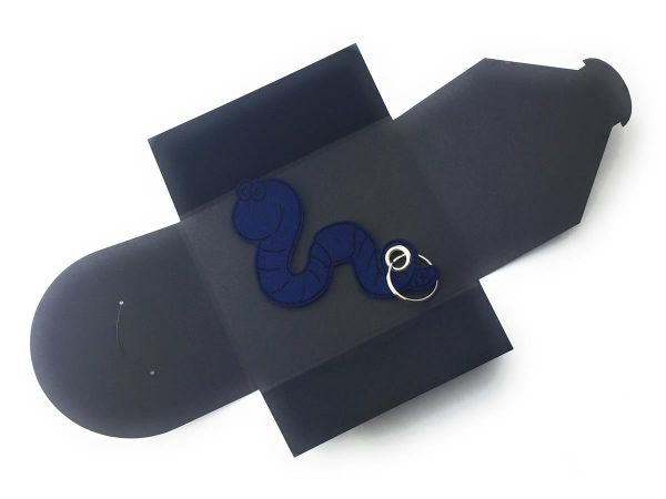 Filz-Schlüsselanhänger - Regen-Wurm - marineblau/blau