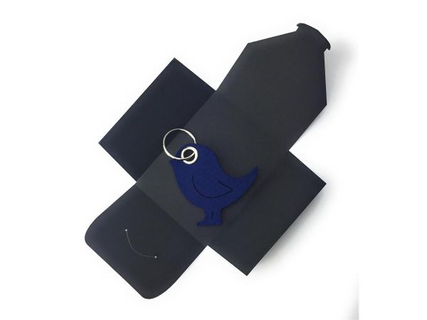 Filz-Schlüsselanhänger - Vogel - marineblau/blau