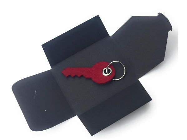 Filz-Schlüsselanhänger - Haus-Tür-Schlüssel - weinrot/rot - Gravur optional