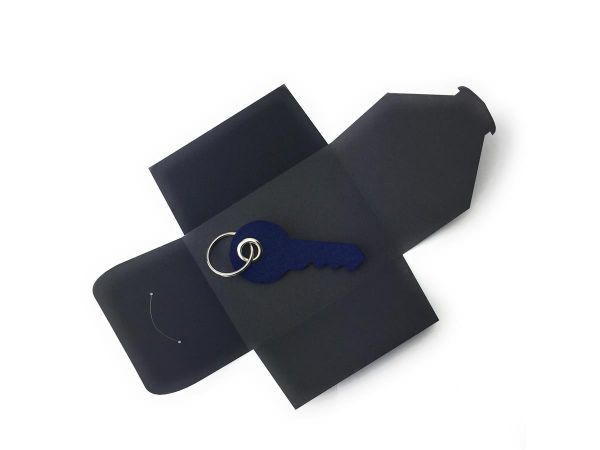 Filz-Schlüsselanhänger - Haus-Tür-Schlüssel - marineblau/blau - Gravur optional