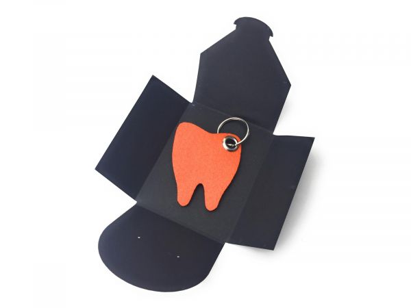 Filz-Schlüsselanhänger - Backen-Zahn - orange - Gravur optional