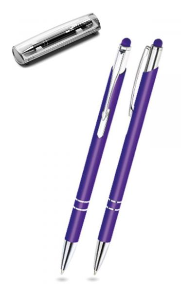 Kugelschreiber LEONI in violett inkl. individueller Gravur - mit Geschenkverpackung