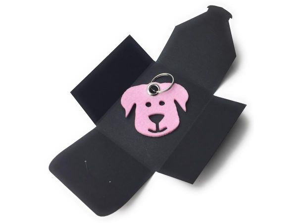 Filz-Schlüsselanhänger - Hunde-Gesicht - hellrosa/rosa