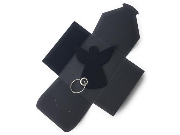Filz-Schlüsselanhänger - Engel - schwarz - Gravur optional