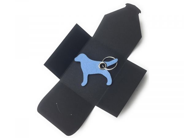 Filz-Schlüsselanhänger - Hund - eisblau/blau - Gravur