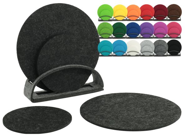 Premium Filz Untersetzer 10cm +15cm 6er-Set (4 St. 10cm & 2 St. 15cm) – Bunt & Vielseitig – 6er Pack