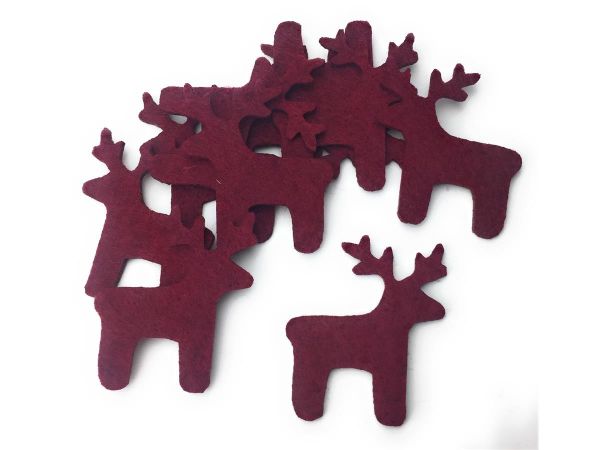 Figuren Set - Elch - Filz, Farbe: Bordeaux - Textilfilz, Streudeko