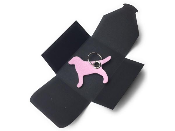 Filz-Schlüsselanhänger - Hund - hellrosa/rosa - Gravur optional