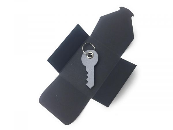 Filz-Schlüsselanhänger - Haus-Tür-Schlüssel - taubengrau/grau - Gravur optional