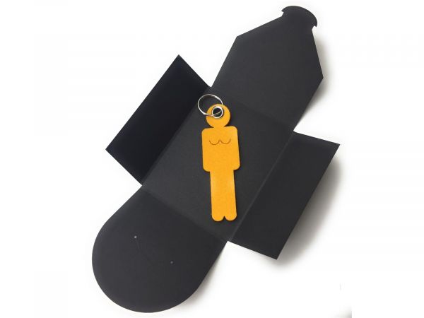 Filz-Schlüsselanhänger - Frau - safrangelb/gelb - Gravur optional