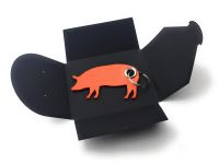 Filz-Schlüsselanhänger - Haus-Schwein - orange - Gravur optional Filz-Schlüsselanhänger - Haus-Schwein - orange - Gravur optional