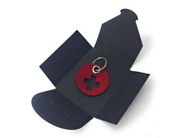 Filz-Schlüsselanhänger - Kreis - weinrot/rot