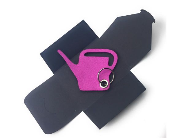 Filz-Schlüsselanhänger - Giess-Kanne - pink - Gravur optional