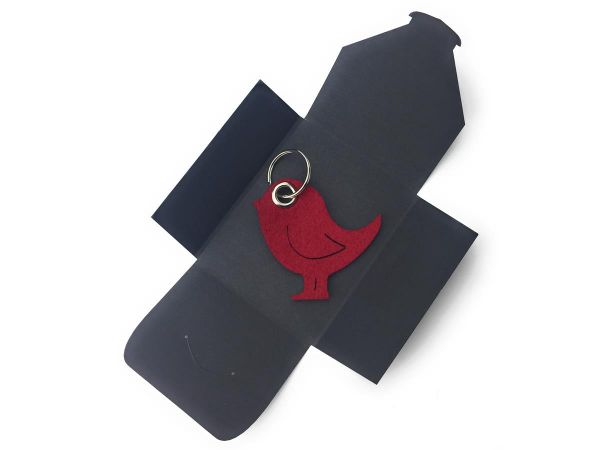 Filz-Schlüsselanhänger - Vogel - weinrot/rot