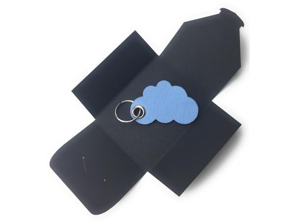 Filz-Schlüsselanhänger - Wolke - eisblau/blau - Gravur
