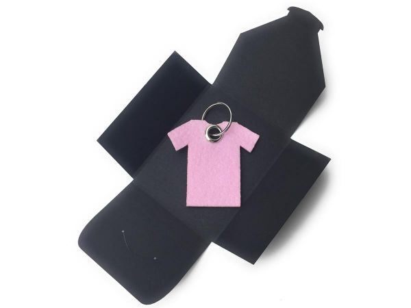 Filz-Schlüsselanhänger - T-Shirt - hellrosa/rosa - Gravur optional