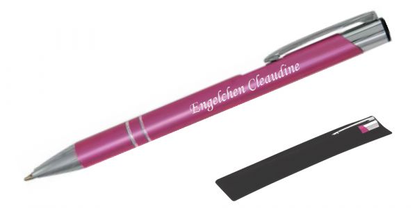 Kugelschreiber LIBO in rosa inkl. individueller Gravur - in Samthülle