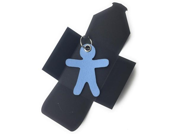 Filz-Schlüsselanhänger - Figur - eisblau/blau - Gravur