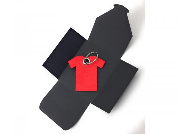 Filz-Schlüsselanhänger - T-Shirt - rot - Gravur optional