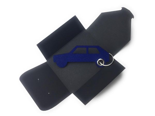 Filz-Schlüsselanhänger - Auto Retro - königsblau/blau - Gravur optional