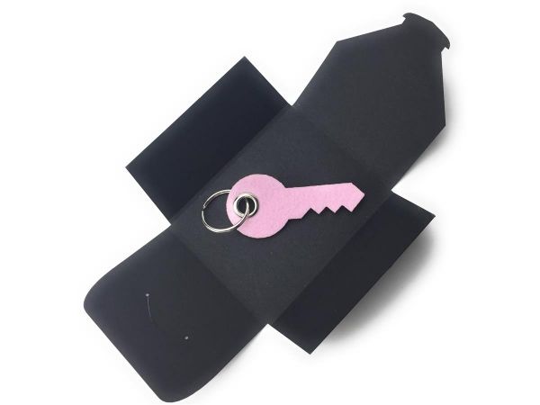 Filz-Schlüsselanhänger - Haus-Tür-Schlüssel - hellrosa/rosa - Gravur optional