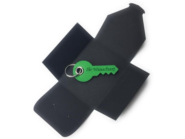 Filz-Schlüsselanhänger - Haus-Tür-Schlüssel - grasgrün/grün - Gravur optional