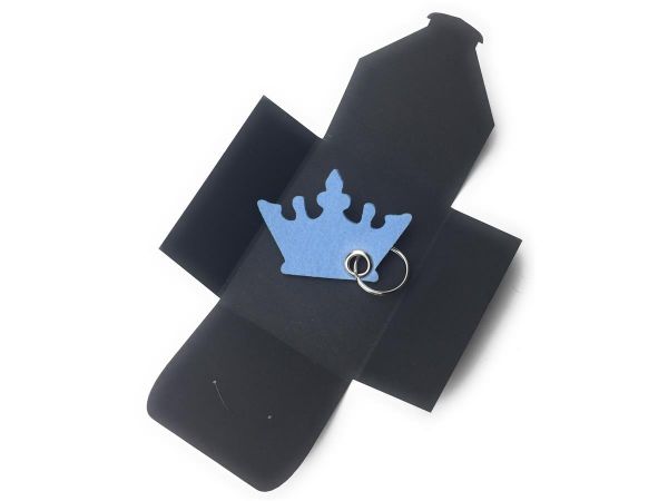 Filz-Schlüsselanhänger - Krone - eisblau/blau - Gravur