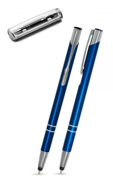 Kugelschreiber LIBO slim touch in blau inkl. individueller Gravur - mit Geschenkverpackung