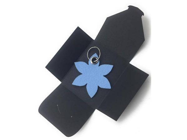 Filz-Schlüsselanhänger - Blume spitz - eisblau/blau - Gravur