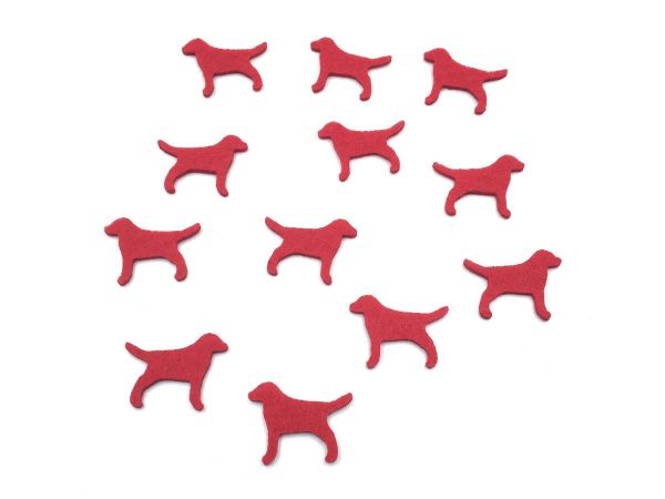 biasto Streu-Deko Hund aus Filz - für eine perfekte Tischdekoration und als Bastelbedarf (rot)