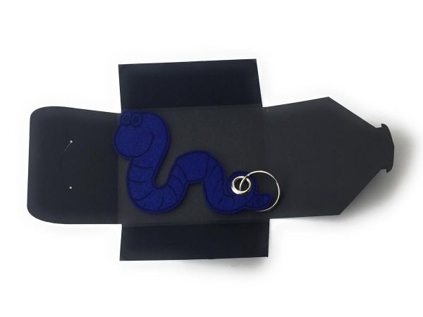 Filz-Schlüsselanhänger - Regen-Wurm - königsblau/blau
