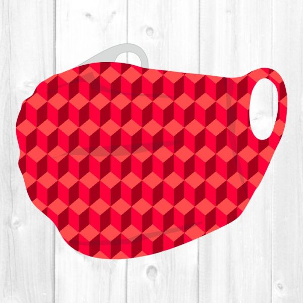 Kubus rot - Muster Stoffmaske aus 100% Polyester