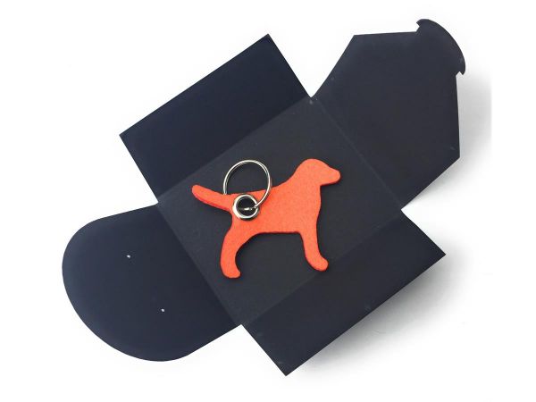 Filz-Schlüsselanhänger - Hund - orange - Gravur optional