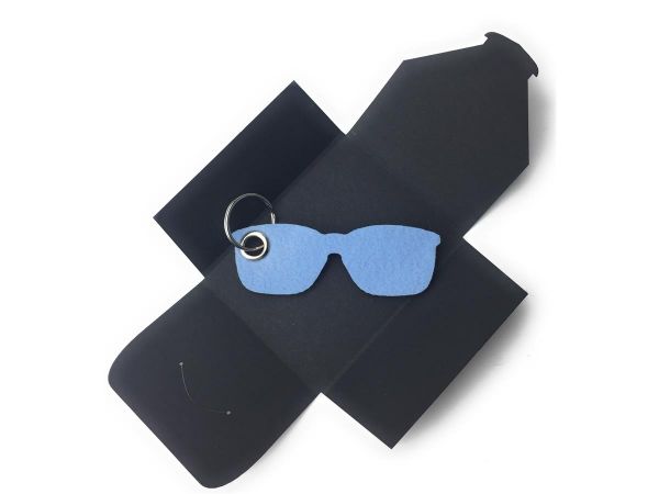 Filz-Schlüsselanhänger - Sonnen-Brille - eisblau/blau - Gravur