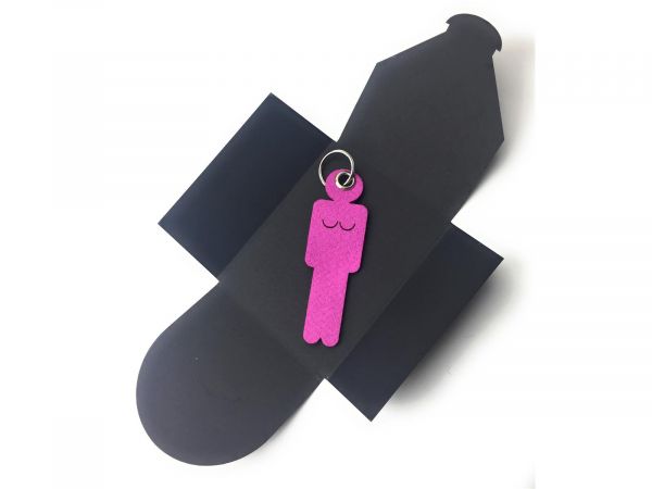 Filz-Schlüsselanhänger - Frau - pink - Gravur optional