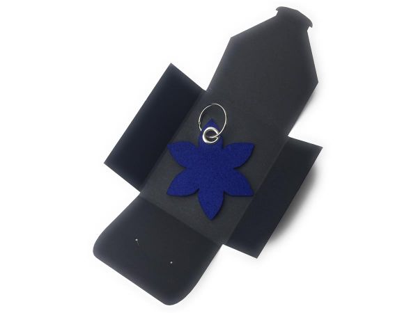 Filz-Schlüsselanhänger - Blume spitz - königsblau/blau - Gravur optional