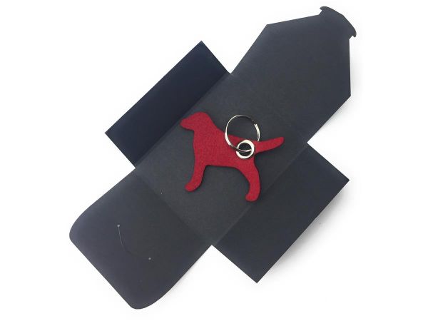 Filz-Schlüsselanhänger - Hund - weinrot/rot - Gravur optional