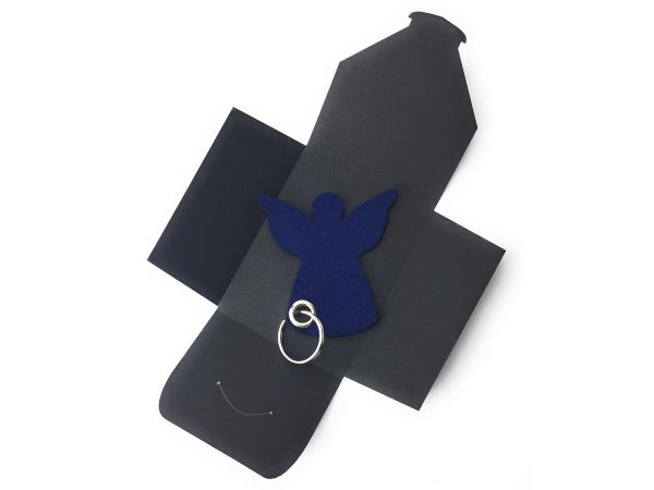 Filz-Schlüsselanhänger - Engel - marineblau/blau - Gravur optional