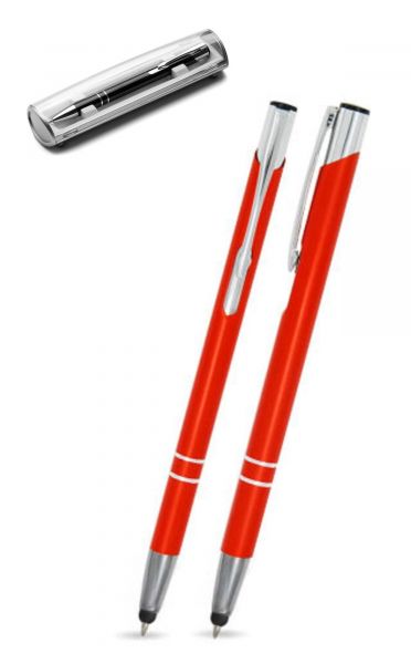 Kugelschreiber LIBO slim touch in orange inkl. individueller Gravur - mit Geschenkverpackung