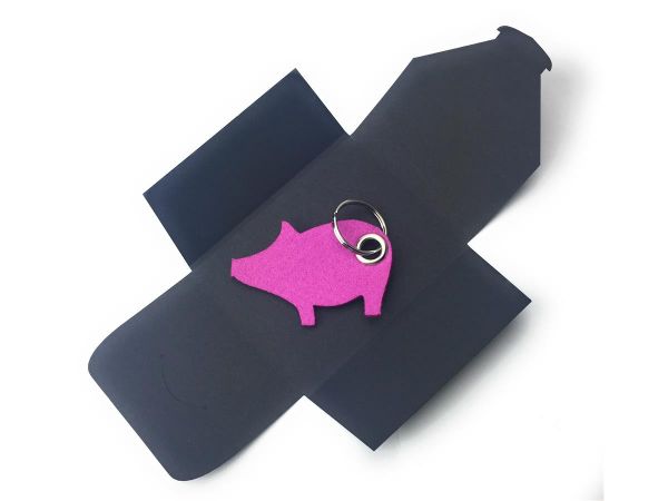 Filz-Schlüsselanhänger - Schwein - pink - Gravur optional