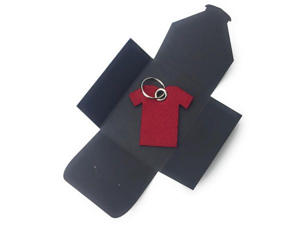 Filz-Schlüsselanhänger - T-Shirt - weinrot/rot - Gravur optional