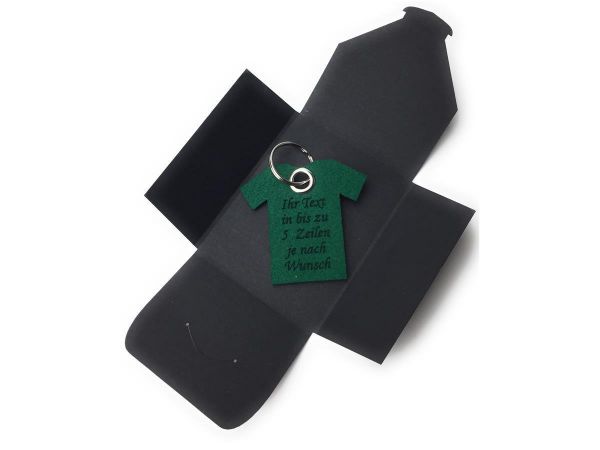 Filz-Schlüsselanhänger - T-Shirt - waldgrün/grün - Gravur optional