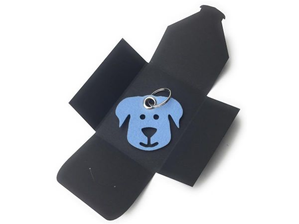 Filz-Schlüsselanhänger - Hunde-Gesicht - eisblau/blau