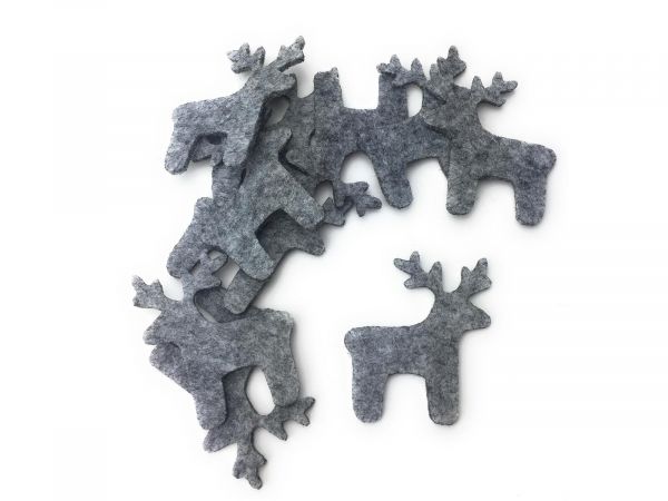 Figuren Set - Elch - Filz, Farbe: grau meliert - Textilfilz, Streudeko