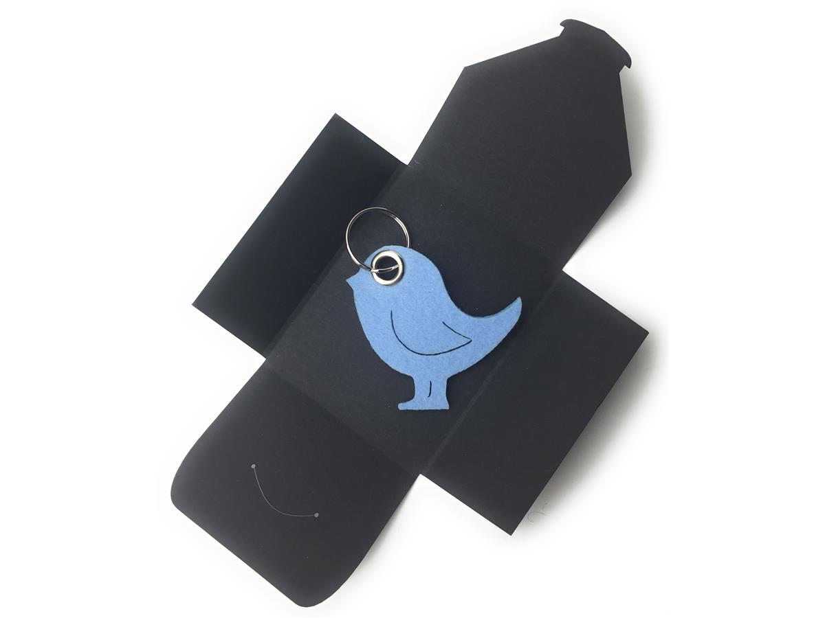 Schlüsselanhänger Aus Filz – Vogel-Motiv, Hellblau, Mit Easy-open Ring, Made In Germany