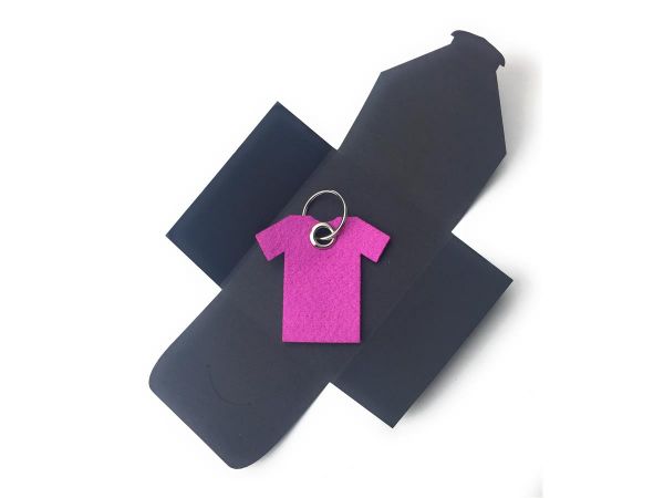 Filz-Schlüsselanhänger - T-Shirt - pink - Gravur optional