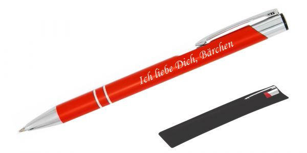 Kugelschreiber LIBO in orange inkl. individueller Gravur - in Samthülle