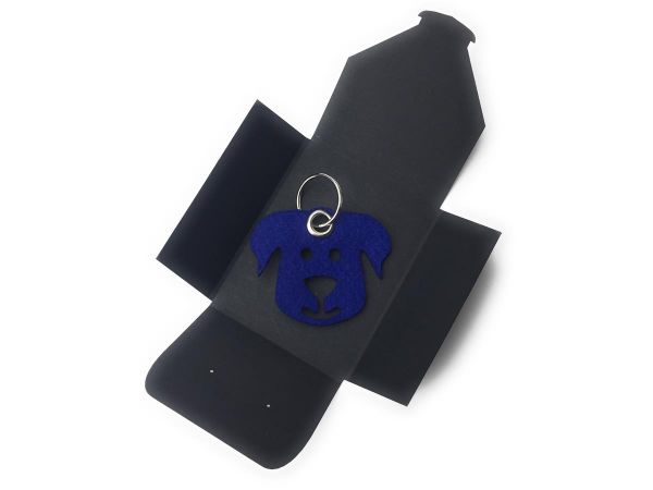 Filz-Schlüsselanhänger - Hunde-Gesicht - königsblau/blau