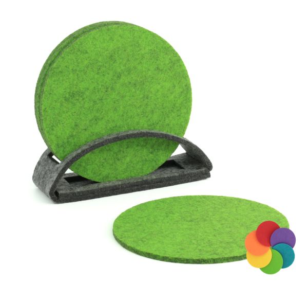 6er Set - 10cm - Farbe: apfelgrün meliert (Grün) - Premium Filz Untersetzer Set – Bunt & Vielseitig